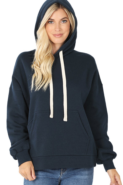 Women's Drop Shoulder Relaxed Fit Fleece Pullover Hooded Sweatshirts with Front Pocket