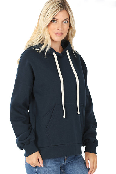 Women's Drop Shoulder Relaxed Fit Fleece Pullover Hooded Sweatshirts with Front Pocket