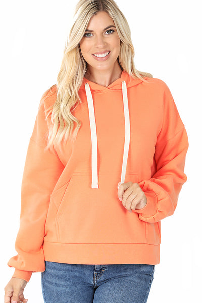 Women's Drop Shoulder Relaxed Fit Fleece Pullover Hooded Sweatshirts with Front Pocket