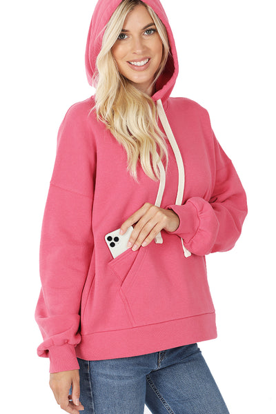 Women's Drop Shoulder Relaxed Fit Fleece Pullover Hooded Sweatshirts with Front Pocket