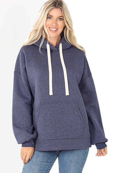 Women's Drop Shoulder Relaxed Fit Fleece Pullover Hooded Sweatshirts with Front Pocket