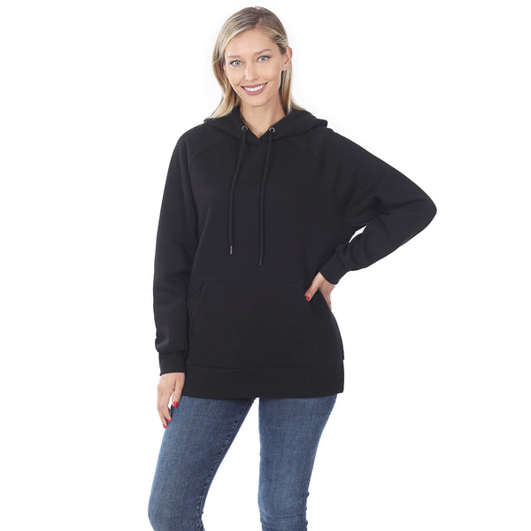 Women's Raglan Relaxed Fit Fleece Pullover Hooded Sweatshirts with Front Pocket