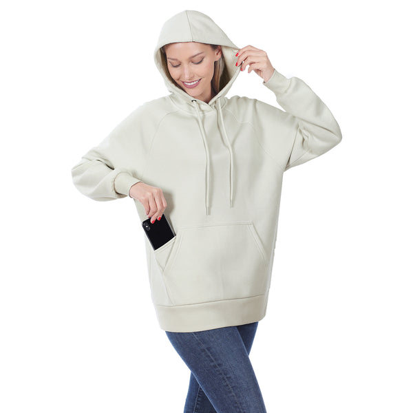 Women's Raglan Relaxed Fit Fleece Pullover Hooded Sweatshirts with Front Pocket