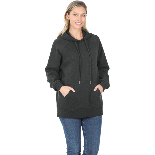 Women's Raglan Relaxed Fit Fleece Pullover Hooded Sweatshirts with Front Pocket