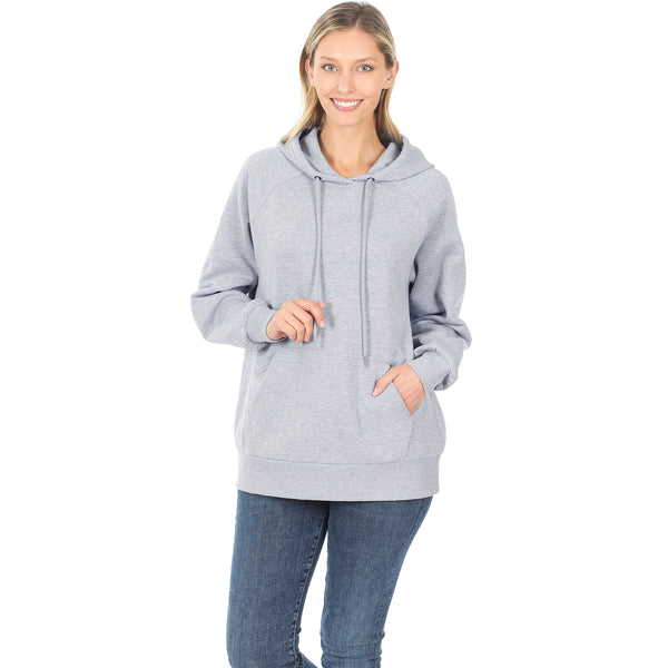 Women's Raglan Relaxed Fit Fleece Pullover Hooded Sweatshirts with Front Pocket