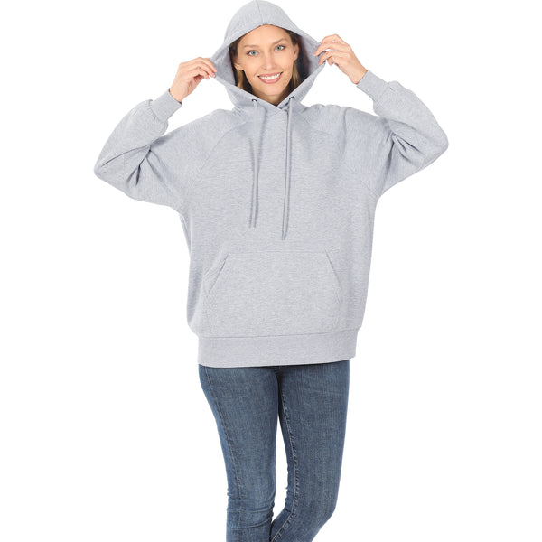 Women's Raglan Relaxed Fit Fleece Pullover Hooded Sweatshirts with Front Pocket