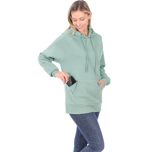 Women's Raglan Relaxed Fit Fleece Pullover Hooded Sweatshirts with Front Pocket