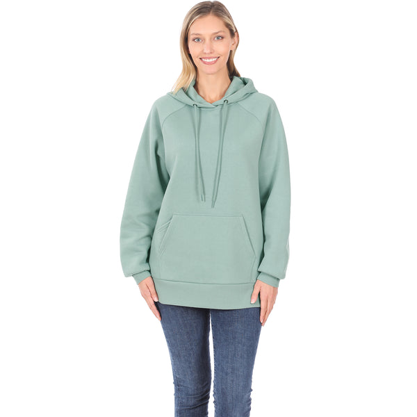 Women's Raglan Relaxed Fit Fleece Pullover Hooded Sweatshirts with Front Pocket