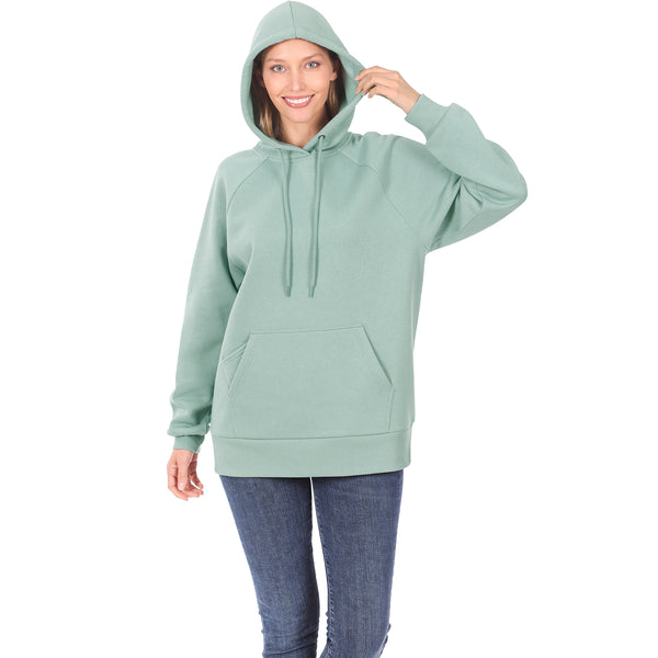 Women's Raglan Relaxed Fit Fleece Pullover Hooded Sweatshirts with Front Pocket