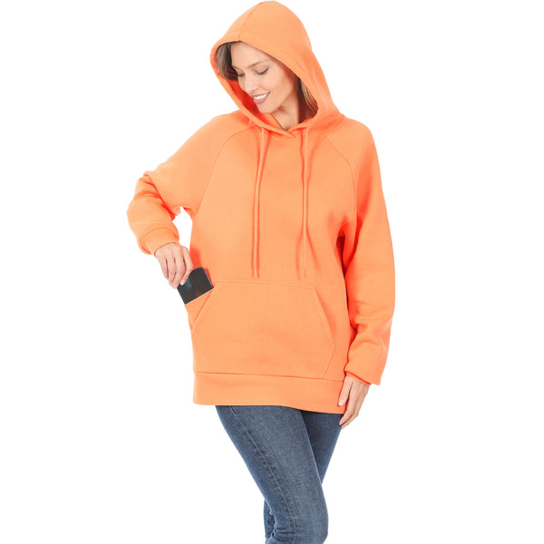 Women's Raglan Relaxed Fit Fleece Pullover Hooded Sweatshirts with Front Pocket