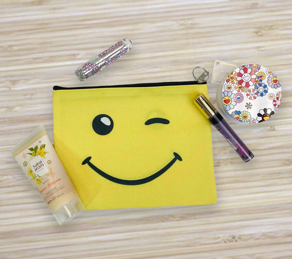 Simple Cute Smile Face Print Multipurpose Pouch