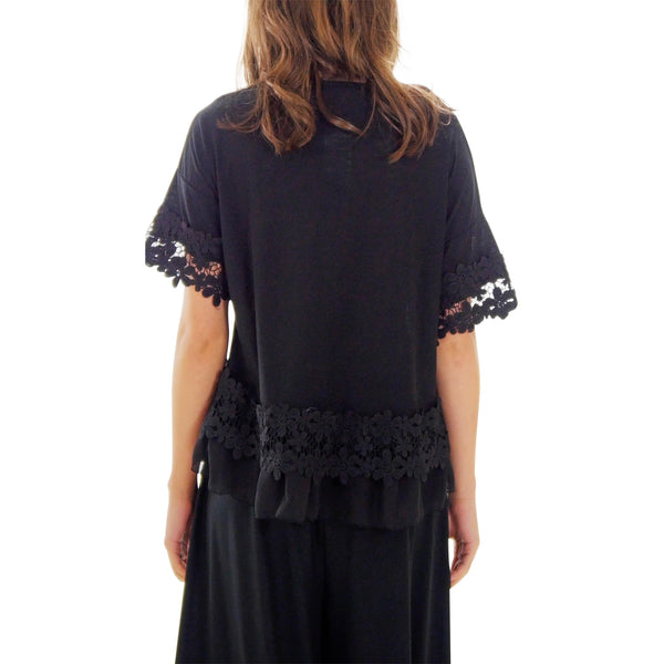 Women's Boho Top with Floral Lace Embellishment - Shop Lev
