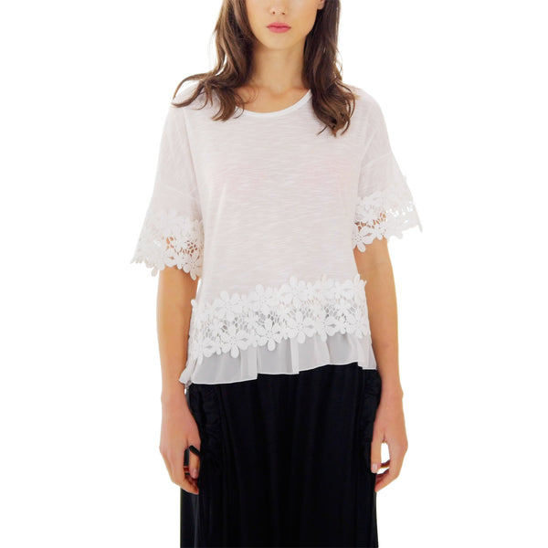 Women's Boho Top with Floral Lace Embellishment - Shop Lev