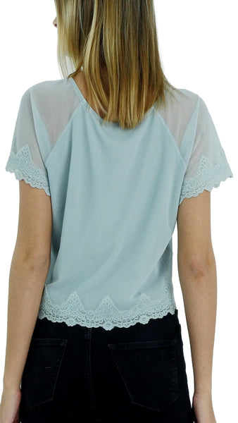 Mesh Lace Finish Crop Top - Shop Lev