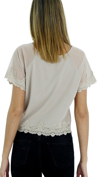 Mesh Lace Finish Crop Top - Shop Lev