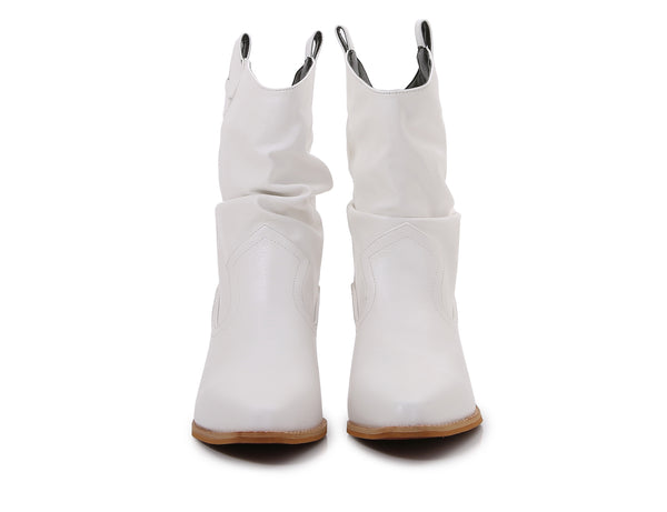 Premium PU Leather Wooden Heel Long Chelsea Boots