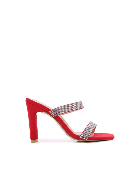 New Women Multi Style Single and double Strap High Chunky Heeled Sandals (Double Rhinestoned)