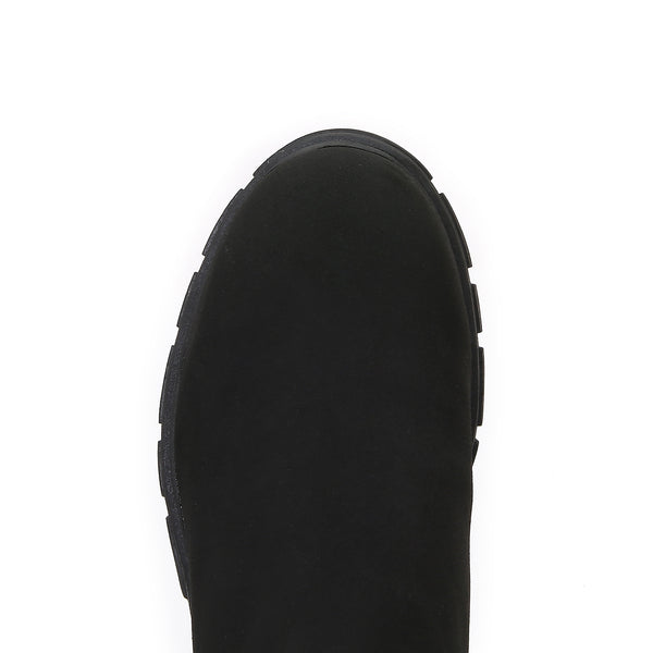 Women Matte Suede Chunky Platform Chelsea Boots Ankle Booties with Elastic Gussets